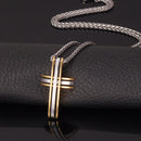 Men's Modern Cross Necklace - Gold / Silver