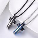 Men's Modern Cross Necklace - Black / Blue