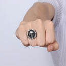 Motorcycle Chain Skull Ring for Men - Stainless Steel