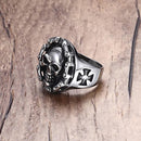 Motorcycle Chain Skull Ring for Men - Stainless Steel
