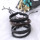 Multi Strand Leather Bracelet for Men - Black & Brown