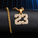 Iced Out Number 23 Necklace Basketball Chain Gold