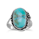 Oval Turquoise Ring in Sterling Silver