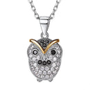 Owl Necklace Sterling Silver CZ Pave