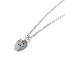Owl Necklace Sterling Silver CZ Pave