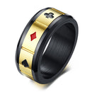 Playing Cards Stainless Steel Spinner Ring for Men