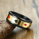 Playing Cards Stainless Steel Spinner Ring for Men