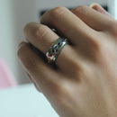 Rainbow Crystals Steel Spinning Ring for Women