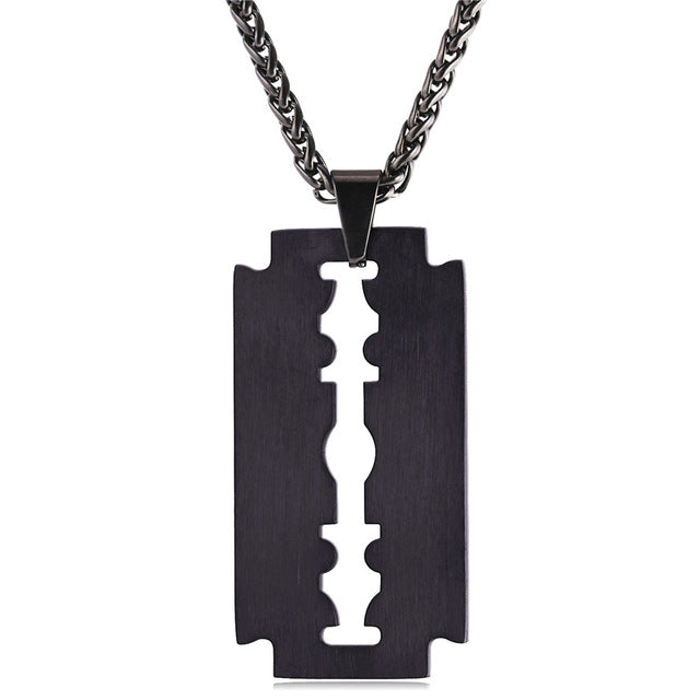 special Black Gun and Razor Blade Emo Kawaii link chain necklace
