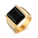 Rectangular Black Onyx Ring for Men - Gold