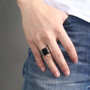 Rectangular Black Onyx Ring for Men - Silver