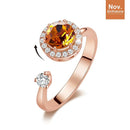 November Birthstone Ring w/ Swarovski - Adjustable