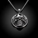 Round Skull Necklace Silver Stainless Steel