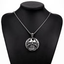 Round Skull Necklace Silver Stainless Steel