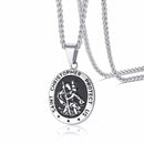 Saint Christopher Necklace Mens Medal Silver Pendant