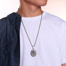 Saint Christopher Necklace Mens Medal Silver Pendant