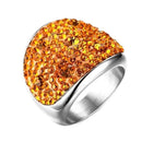 Steel Crystal Pave Dome Ring for women