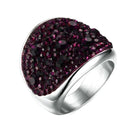 Steel Crystal Pave Dome Ring for women