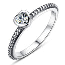 Sterling Silver Heart Ring - Women - CZ Ring