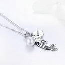 Mermaid Necklace Sterling Silver - Shell Pearl Pendant