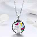 Unicorn Necklace Sterling Silver - Enamel Pendant
