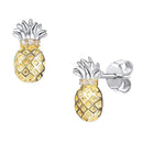Pineapple Earrings Sterling Silver | Womens Stud Earrings
