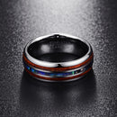 Inlay Koa Wood Tungsten Ring for Men