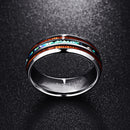 Inlay Koa Wood Tungsten Ring for Men