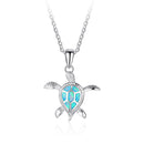 Turtle Necklace Sterling Silver with Opal Stone