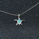 Turtle Necklace Sterling Silver with Opal Stone