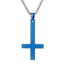 Blue Upside Down Cross Necklace Inverted