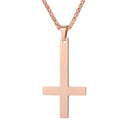 Rose Gold Upside Down Cross Necklace Inverted