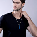 Blue Upside Down Cross Necklace Inverted