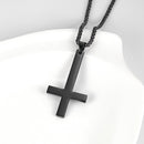 Black Upside Down Cross Necklace Inverted