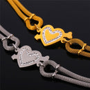 Womens Heart Bracelet Adjustable Stainless Steel