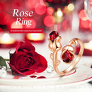 Women's Rose Ring w/ Swarovski Crystals - Rose Gold, Adjustable