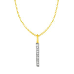 14K Gold Bar Necklace with Diamonds | Vertical Bar Pendant