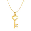 14K Gold Key Necklace with Diamond Accent