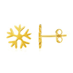 Snowflake Earrings - 14K Gold, Stud, Pushback