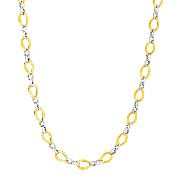 14k Two Tone Yellow & Rose Gold Fancy Link Chain Necklace 23
