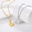 P Initial Necklace | Square Letter Pendant - Gold, Silver