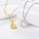 T Initial Necklace | Square Letter Pendant - Gold, Silver
