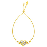 Gold Love Bracelet | 14K Gold Heart Bracelet Adjustable