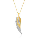 14K Gold Angel Wing Silver | Angel Wing Pendant Two Tone