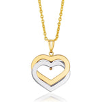 14k Gold Heart Necklace | Womens Double Heart Pendant