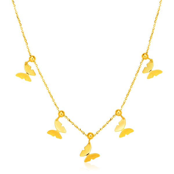 14k Gold Butterfly Necklace | Womens Butterfy Pendant