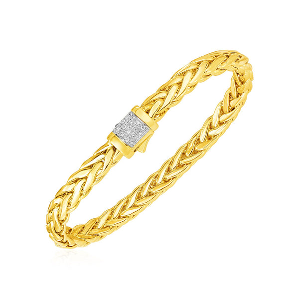 14K Gold Bracelet for Men with Diamond Accent