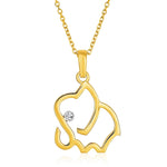14K Gold Elephant Necklace Diamond Accent | Elephant Pendant