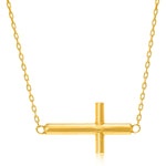 14k Gold Sideways Cross Necklace for Women