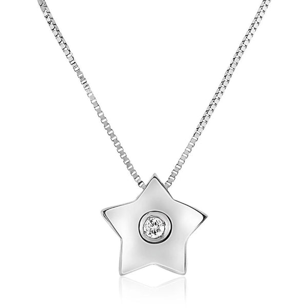 Diamond Star Necklace 14K White Gold | Star Pendant